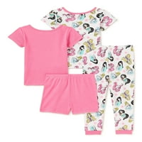 Disney princeza novorođenčad i djevojaka s kratkim rukavima, kratkim hlačama i hlačama pidžama, set od 4 komada,