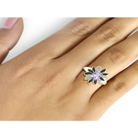 Jewelersclub prsten za rođenje nakit - 1. karata ružičasta ametist 14K zlatni nakit od srebrnog prstena s crno -bijelim