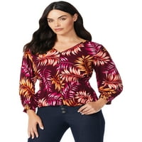 Sofia Jeans by Sofia Vergara Women's Print Top with Puff Sleeves