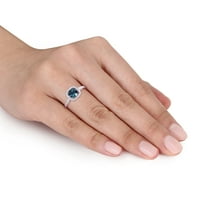 Miabella Ženska karat T.G.W. London Blue Topaz i Carat T.W. Dijamantni 10KT bijeli zlatni halo prsten