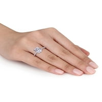 4- Carat T.G.W. Stvoren bijeli safir i karat T.W. Dijamantni prsten od bijelog zlata od 10kt