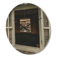 DesignArt 'Drveni prozori i zidovi' Zidni sat od drvenih kuća
