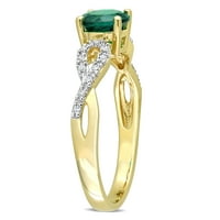 Miabella Women CT stvorio je Emerald & Diamond 10kt žuto zlato beskonačno obljetni prsten