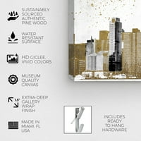 Wynwood Studio Cities and Skylines Wall Art Canvas Print 'Sivi i zlatni obrise Skyline' Sjedinjene Države - Zlato,