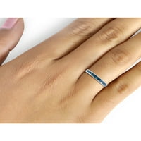 Carat T.W. Baguette izrezan plavi dijamant srebrni prsten