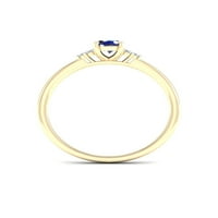 Carski dragulj 10k ovalno izrezano žuto zlato, Plavi safir s dijamantom od 120K, ženski prsten