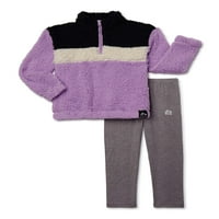 Djevojke ColorBlock Sherpa Quarterzip pulover i gamaša za performanse, 2-komad, veličine 7-12