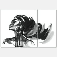 Dizajnerska umjetnost crno-bijeli portret afroameričke žene moderni zidni otisak na platnu