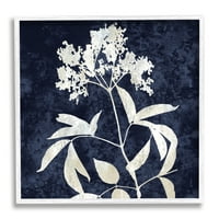 Stupell Industries Suvremeni cvjetni grančica Botanički listovi Obrazi dizajn Grafička umjetnost bijela uokvirena