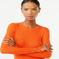 Scoop ženski rebrasti pleteni džemper s dugim rukavima, veličine xs-xxl