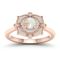 Imperijalni dragulj 10K ružičasti zlatni srebrni ovalni rez stvoren je Opal stvoren bijeli safirski halo ženski