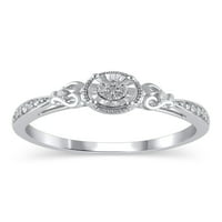 Dijamantni naglasak drži mi prsten za obećanje Dijamanta za ruke u bijelom zlatu od 10kt, veličina 7