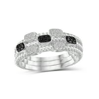 Jewelersclub Carat T.W. Crno -bijeli dijamantni srebrni prsten