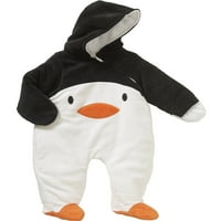 Quilte unise baby Penguin Plush Pram odijelo - crno bijelo, - mjeseci
