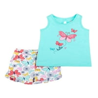 Little Star Organic Baby Girls & Toddler Girls Spremnik Tank Top & Ruffle kratke hlače, Outfit Set