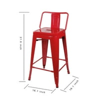 Dizajnerska skupina brojač visina metalnih stolica s nižim stražnjim dijelom set od 4, grimizno crveno