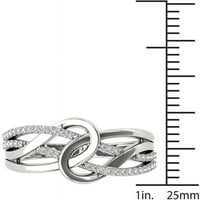 Carat T.W. Dijamantna isprepletena petlja 10kt modni prsten od bijelog zlata