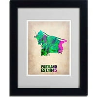 Zaštitni znak likovna umjetnost Portland akvarelna karta Matted Framed Art by Naxart, crni okvir