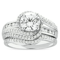 Sjajne fini nakit sterling srebro simulirani bijeli dijamantni zaručnički zaručnički prsten set