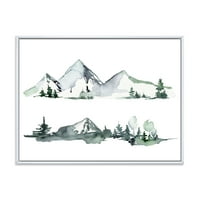 DesignArt 'Drveće sa zimskim tamnoplavim planinskim pejzažom II' Moderno uokvireno platno zidne umjetničke print