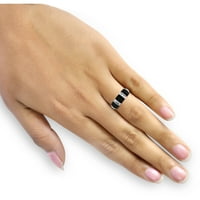 Crno-bijeli dijamantni prsten od srebra u srebrnoj boji