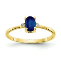 Karatni prsten od žutog zlata s prirodnim dijamantom i safirom