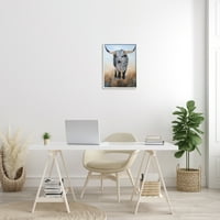 Studell seoski longhorn goveda životinja životinje i insekti slikaju bijeli uokvireni umjetnički tisak zid umjetnosti