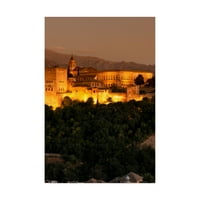 Zaštitni znak Made in Spain, prelijepa Alhambra noću ulje na platnu Philipa HUGONNARA
