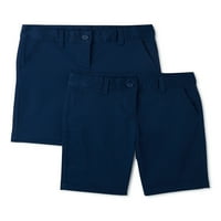 Wonder Nation Girls School Uniforma Bermuda kratke hlače, 2-paket, veličine 4- & Plus