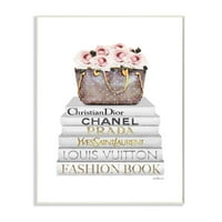 Stupell Industries Fashion Designer Pink Cvjetna torbica knjižara Bijela akvarelna zidna ploča Amanda Greenwood
