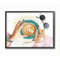 Stupell Industries Glam Latte Art Ženski modni dodaci Kava uokviren zidni umjetnički dizajn Ziwei Li, 24 30