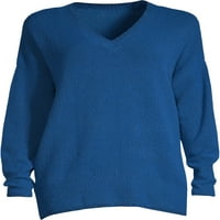 Koncepti ženski džemper za ramena s V-izrezom