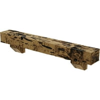 Ekena Millwork 8 H 8 D 72 W Pecky Cypress Fau Wood Kamin Mantel Kit s Ashford Corbels, prirodni zlatni hrast