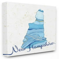 Stupell Industries New Hampshire Agate Blue US Državni dizajn platno Zidna umjetnost Ziwei Li